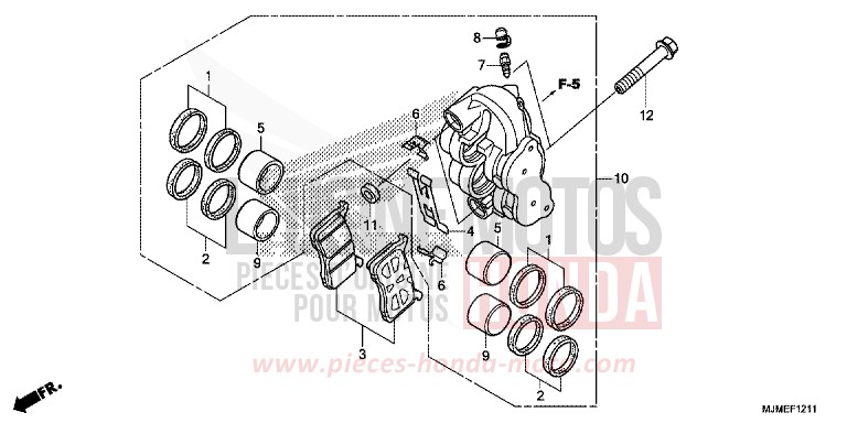 ETRIER DE FREIN AVANT DROIT (VFR800XH/J/K) de VFR800X "Crossrunner" PEARL GLARE WHITE (NHB53) 2017